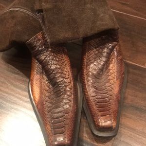 Shade and snakeskin boots